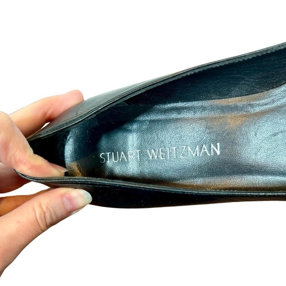 Stuart Weitzman Pearlstrap Square Toe Angled Block Heel Mary Jane Leather Pump - Picture 13 of 14